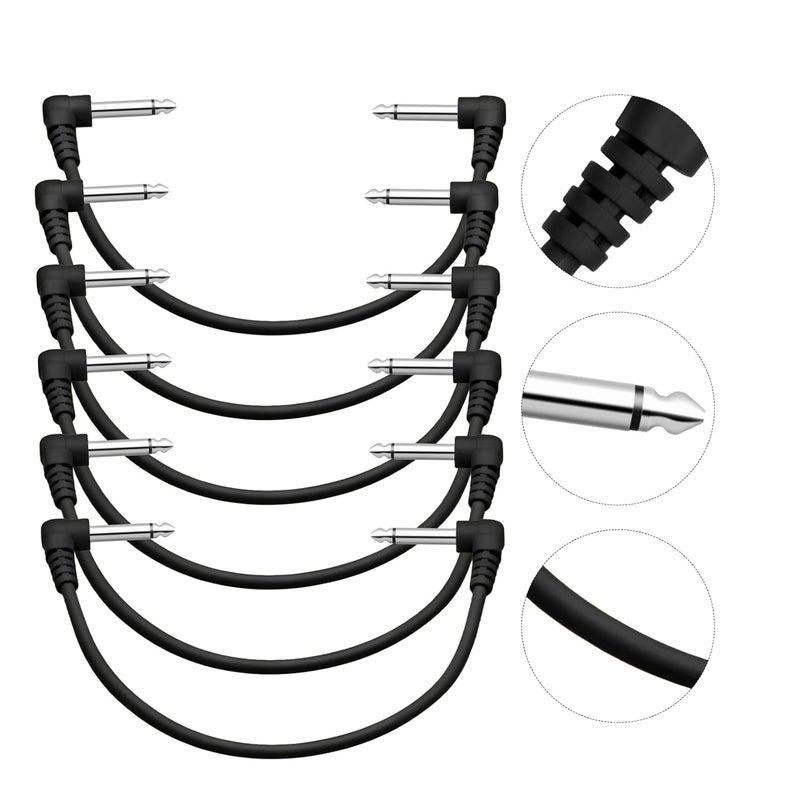 MAXCHEER Guitar Pedal Patch Cables,11 Inch, 1/4" TS Right Angled for Guitar Effect Pedal (Black 6) - Image 4